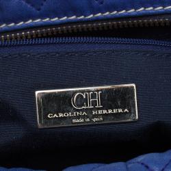 Carolina Herrera Blue Monogram Leather Shoulder Bag