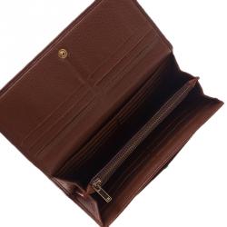 Pre Owned Carolina Herrera Brown Monogram Leather Continental Wallet