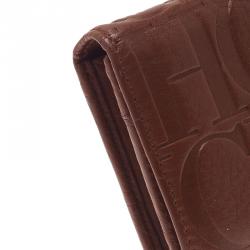 Pre Owned Carolina Herrera Brown Monogram Leather Continental Wallet