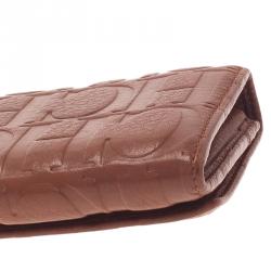 Pre Owned Carolina Herrera Brown Monogram Leather Continental Wallet
