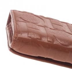 Pre Owned Carolina Herrera Brown Monogram Leather Continental Wallet