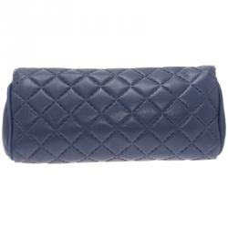Pre Owned Carolina Herrera Blue Quilted Leather Clutch