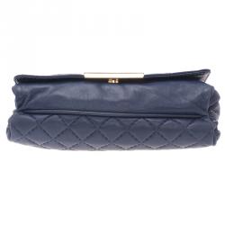 Pre Owned Carolina Herrera Blue Quilted Leather Clutch