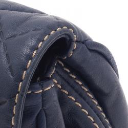 Pre Owned Carolina Herrera Blue Quilted Leather Clutch