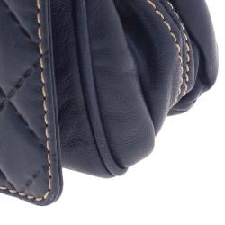 Pre Owned Carolina Herrera Blue Quilted Leather Clutch