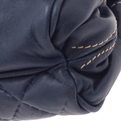 Pre Owned Carolina Herrera Blue Quilted Leather Clutch