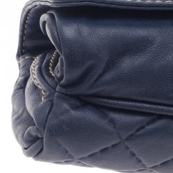 Pre Owned Carolina Herrera Blue Quilted Leather Clutch