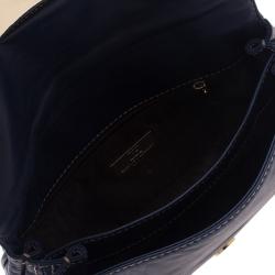 Pre Owned Carolina Herrera Blue Quilted Leather Clutch