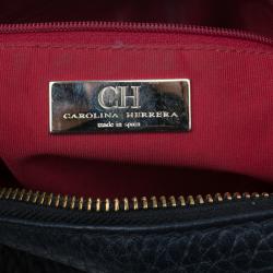 Pre Owned Carolina Herrera Black Pebbled Leather Maria Shoulder Bag
