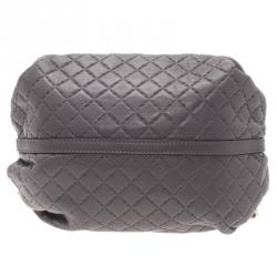 Pre Owned Carolina Herrera Grey Leather Quilted Chain Satchel Bag