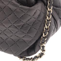 Pre Owned Carolina Herrera Grey Leather Quilted Chain Satchel Bag