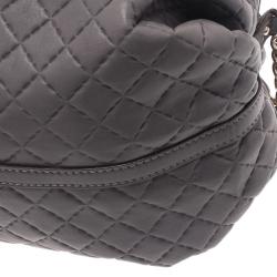 Pre Owned Carolina Herrera Grey Leather Quilted Chain Satchel Bag