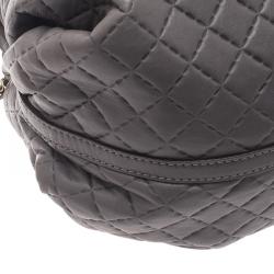 Pre Owned Carolina Herrera Grey Leather Quilted Chain Satchel Bag