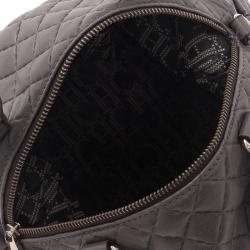 Pre Owned Carolina Herrera Grey Leather Quilted Chain Satchel Bag