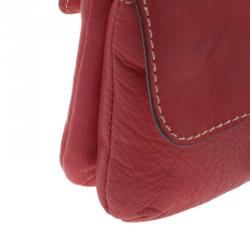 Pre Owned Carolina Herrera Red Leather Double Flap Chain Bag