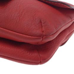 Pre Owned Carolina Herrera Red Leather Double Flap Chain Bag