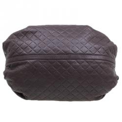 Pre Owned Carolina Herrera Brown Quilted Leather Chain Satchel Bag