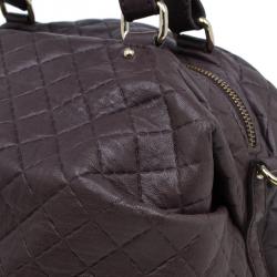 Pre Owned Carolina Herrera Brown Quilted Leather Chain Satchel Bag