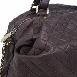 Pre Owned Carolina Herrera Brown Quilted Leather Chain Satchel Bag