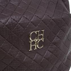 Pre Owned Carolina Herrera Brown Quilted Leather Chain Satchel Bag