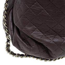 Pre Owned Carolina Herrera Brown Quilted Leather Chain Satchel Bag