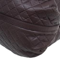 Pre Owned Carolina Herrera Brown Quilted Leather Chain Satchel Bag