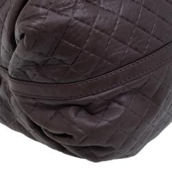 Pre Owned Carolina Herrera Brown Quilted Leather Chain Satchel Bag