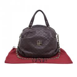 Pre Owned Carolina Herrera Brown Quilted Leather Chain Satchel Bag
