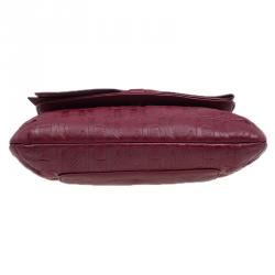 Pre Owned Carolina Herrera Red Monogram Leather Audrey Shoulder Bag