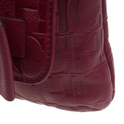 Pre Owned Carolina Herrera Red Monogram Leather Audrey Shoulder Bag