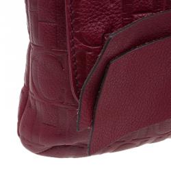 Pre Owned Carolina Herrera Red Monogram Leather Audrey Shoulder Bag