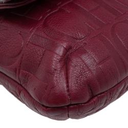 Pre Owned Carolina Herrera Red Monogram Leather Audrey Shoulder Bag