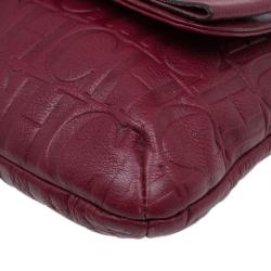 Pre Owned Carolina Herrera Red Monogram Leather Audrey Shoulder Bag