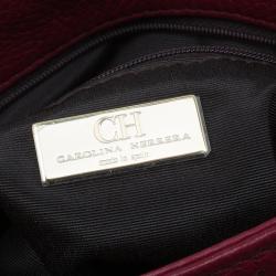 Pre Owned Carolina Herrera Red Monogram Leather Audrey Shoulder Bag