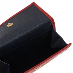 Pre Owned Carolina Herrera Red Leather Compact Wallet