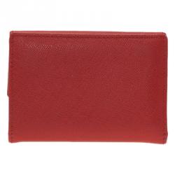 Pre Owned Carolina Herrera Red Leather Compact Wallet