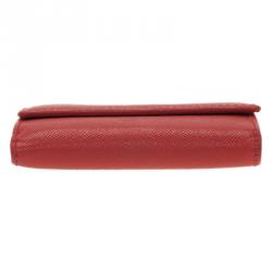 Pre Owned Carolina Herrera Red Leather Compact Wallet