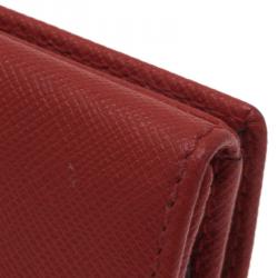 Pre Owned Carolina Herrera Red Leather Compact Wallet