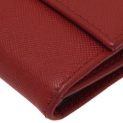 Pre Owned Carolina Herrera Red Leather Compact Wallet