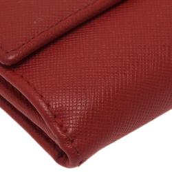 Pre Owned Carolina Herrera Red Leather Compact Wallet