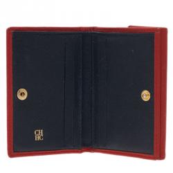 Pre Owned Carolina Herrera Red Leather Compact Wallet