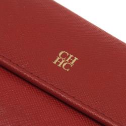 Pre Owned Carolina Herrera Red Leather Compact Wallet