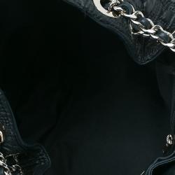 Pre Owned Carolina Herrera Black Monogram Nylon Drawstring Flap Bag