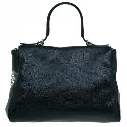 Pre Owned Carolina Herrera Black Leather Minueto Flap Bag