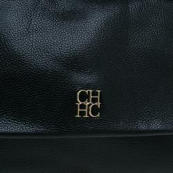 Pre Owned Carolina Herrera Black Leather Minueto Flap Bag