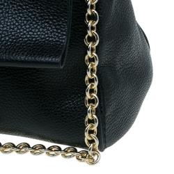 Pre Owned Carolina Herrera Black Leather Minueto Flap Bag