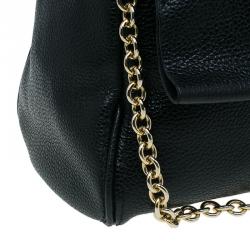 Pre Owned Carolina Herrera Black Leather Minueto Flap Bag