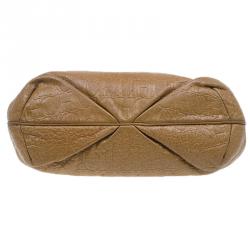 Pre Owned Carolina Herrera Brown Monogram Leather Hobo Bag