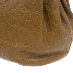 Pre Owned Carolina Herrera Brown Monogram Leather Hobo Bag