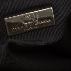 Pre Owned Carolina Herrera Brown Monogram Leather Hobo Bag